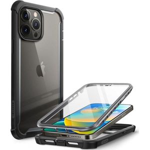 i-Blason Beschermhoesje voor iPhone 14 Pro Max (2022) 6,7 inch, met geïntegreerde displaybescherming, transparante achterkant, bumper, airbags schokbestendig [Ares-serie] 360 graden bescherming (zwart)