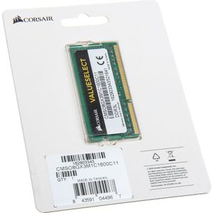 Corsair Value Select Werkgeheugenmodule voor laptop DDR3L 8 GB 1 x 8 GB 1600 MHz 204-pins SO-DIMM CL11 CMSO8GX3M1C1600C11