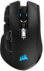 Corsair Ironclaw draadloze RGB, oplaadbare optische gamingmuis met slipstream-technologie, 18000DPI optische sensor, RGB ledachtergrondverlichting, compatibel met pc - zwart