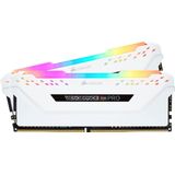 Corsair CMW16GX4M2C3200C16W, Vengeance RGB PRO 16GB (2x8GB) DDR4 3200MHz C16 XMP 2.0 Enthousiast RGB LED-verlichting geheugenit, wit