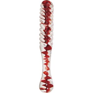 Adam & Eve Eve's Sweetheart Swirl Glass Dildo Transparant/Rood