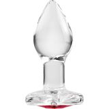 Adam & Eve Buttplug Red Heart Gem Glass Plug Small Transparant