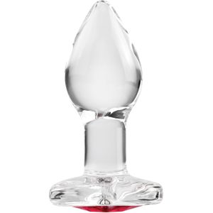 Adam & Eve Buttplug Red Heart Gem Glass Plug Small Transparant