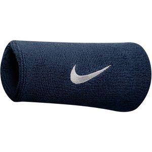 Nike brede polsband donkerblauw/wit (set van 2)