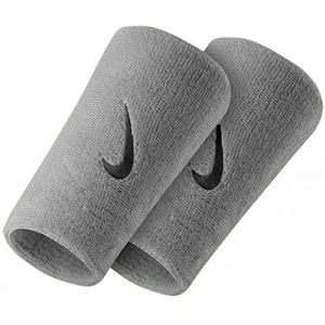 Nike swoosh double wristband in de kleur grijs.