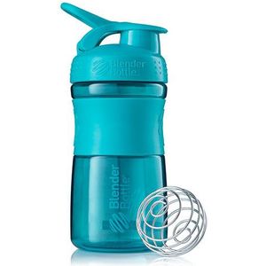 BlenderBottle Sportmixer Tritan drinkfles met BlenderBall, geschikt als proteïneshaker, eiwitshaker, waterfles of voor fitnessshakes, BPA-vrij, schaalbaar tot 500 ml, 590 ml, groenblauw