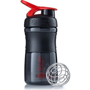 BlenderBottle Sportmixer Tritan drinkfles met BlenderBall, geschikt als proteïneshaker, eiwitshaker, waterfles of voor fitnessshakes, BPA-vrij, schaalbaar tot 500 ml, 590 ml, rood/zwart