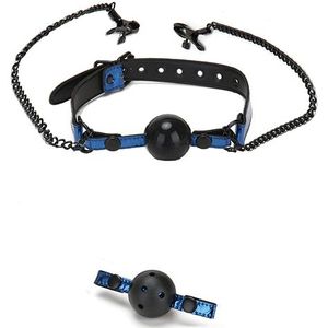 Ball gag met tepelklemmen Whipsmart - - Blauw