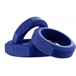 Tom Of Finland - 3 Piece Silicone Cock Ring Set - Blue