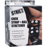 XR Brands - Strict - lederen penisring met testikelstrekker en snelsluiting - zwart