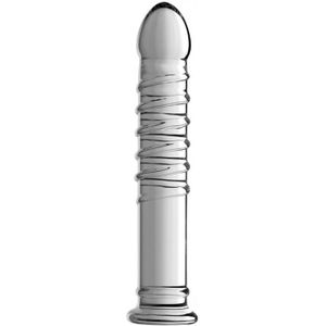 Behemoth Geribbelde Glazen XL Dildo - Transparant