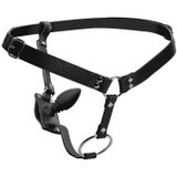 Male Harness with Silicone Anal Plug - Black