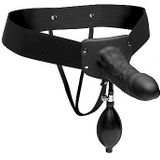 Master Series - Pumper Inflatable Hollow Strap-On - Black