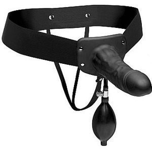 Master Series - Pumper - Opblaasbare Holle Strap-on Dildo met Harnas - Zwart