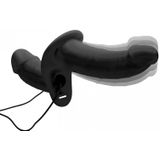 Power Pegger Dubbele Strap-On Vibrator - Zwart