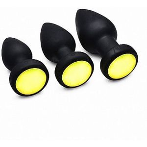 Vibrerende Buttplug met Led Verlichting Medium - Zwart