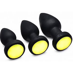 Silicone Vibrating LED Plug - Large - Black