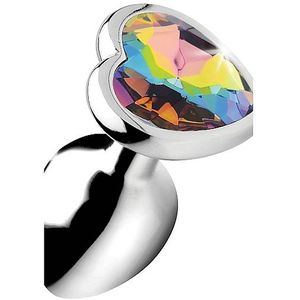 Rainbow Prism Heart Anal Plug - Small - Silver