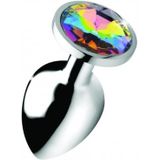 Rainbow Prism Gem Anal Plug - Large - Silver