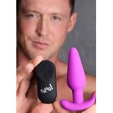 21X Vibrating Silicone Butt Plug with Remote Control - Purple