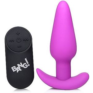 21X Vibrating Silicone Butt Plug with Remote Control - Purple