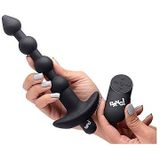 Vibrating Silicone Anal Beads & Remote Control - Black