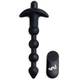 Vibrating Silicone Anal Beads & Remote Control - Black