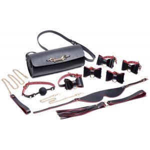 Black and Red Bow Bondage Set + Carry Case - Black