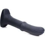 Sliding Shaft Silicone Vibrator w/ Remote - Black