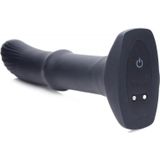 Sliding Shaft Silicone Vibrator w/ Remote - Black