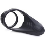 10X Silicone Cock Ring + Vibrating Taint Stimulator - Black
