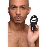 10X Silicone Cock Ring + Vibrating Taint Stimulator - Black