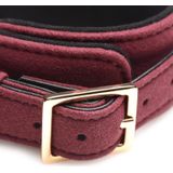 6 Piece Velvet Bondage Set Burgundy Cuffs. Collar. and Leash