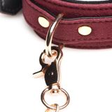 6 Piece Velvet Bondage Set Burgundy Cuffs. Collar. and Leash