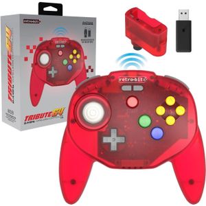 Retro-Bit Tribute64 2.4Ghz Wireless Controller For N64, Switch, PC, Mac and Other USB Devices - Clear Red (Nintendo Switch//)