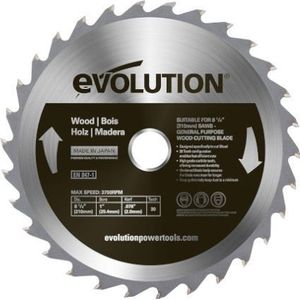 Evolution Power Tools GW210TCT-30 210 mm houtzaagblad, met hardmetalen uitgeruste 30-tandconfiguratie maakt snelle, efficiënte sneden mogelijk