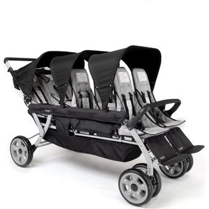 Gaggle Jamboree opvouwbare kinderwagen voor 6 kinderen in zwart