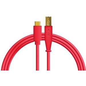 DJ TechTools 05-30127 Chroma Cable USB-C, Hoogwaardige audio-geoptimaliseerde USB-C naar USB-B kabel (volledig gevlochten afscherming met twee ferrietkernspoelen, lengte: 1,5m met klittenband), rood