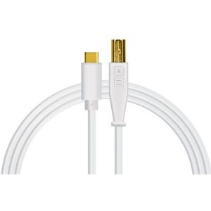 DJ TechTools Chroma Cable USB-C, Hoogwaardige audio-geoptimaliseerde USB-C naar USB-B kabel (volledig gevlochten afscherming met twee ferrietkernspoelen, lengte: 1,5m met klittenband), Wit
