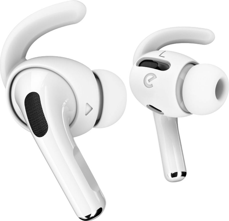 Keybudz EarBuddyz Siliconen oordopjes voor Apple AirPods Pro, EarPods oortelefoon accessoires, oorhaak, oorhaak, antislip, sport, wit