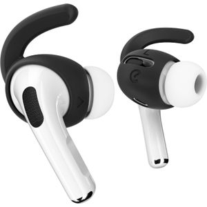 KeyBudz EarBuddyz Siliconen oordopjes voor Apple AirPods Pro, EarPods oortelefoon, accessoires, oorhaak, antislip, sport, zwart
