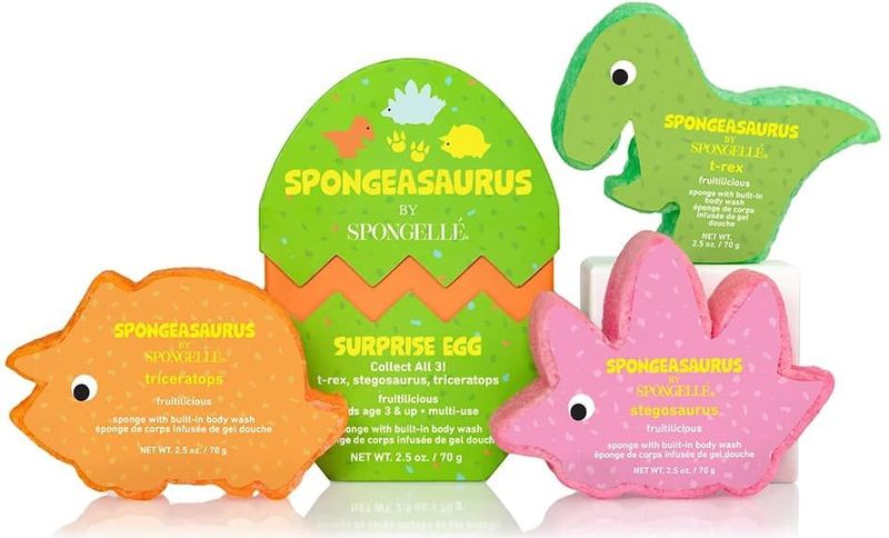 Spongellé - Dinosaur Buffer - Triceratops - Surprise Spongeasaurus - Body Wash Formule