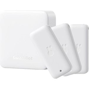 SwitchBot WiFi hygrometer Thermometer 3 pakken met Hub Mini, IP65 Buiten-/Binnenthermometer, Vochtigheid-/Temperatuur-/Dauwpunt-//VPD-/Absolute Vochtigheidssensor met Slimme Meldingen, werkt met Alexa