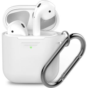 Keybudz Elevate beschermhoes met karabijnhaak voor Apple AirPods Case, etui hoes, hoofdtelefoon oortelefoon accessoires oplaadcase, wit