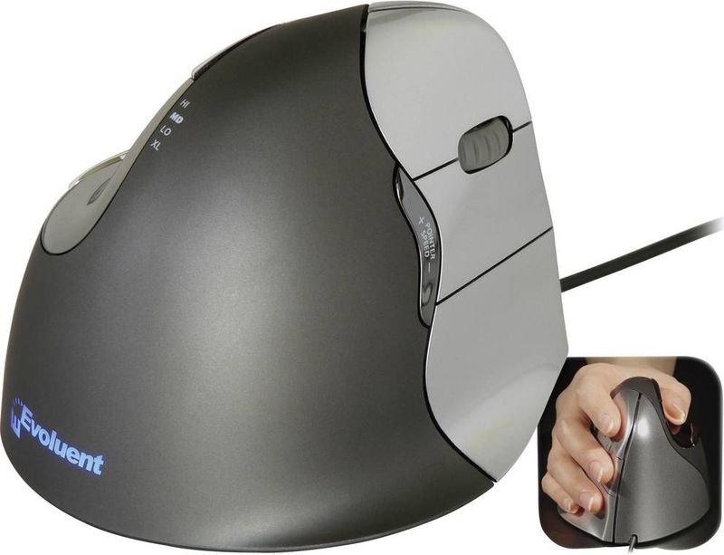 Evoluent - Vertical Mouse 4 - Muismodel - Rechtshandig - USB - Zwart