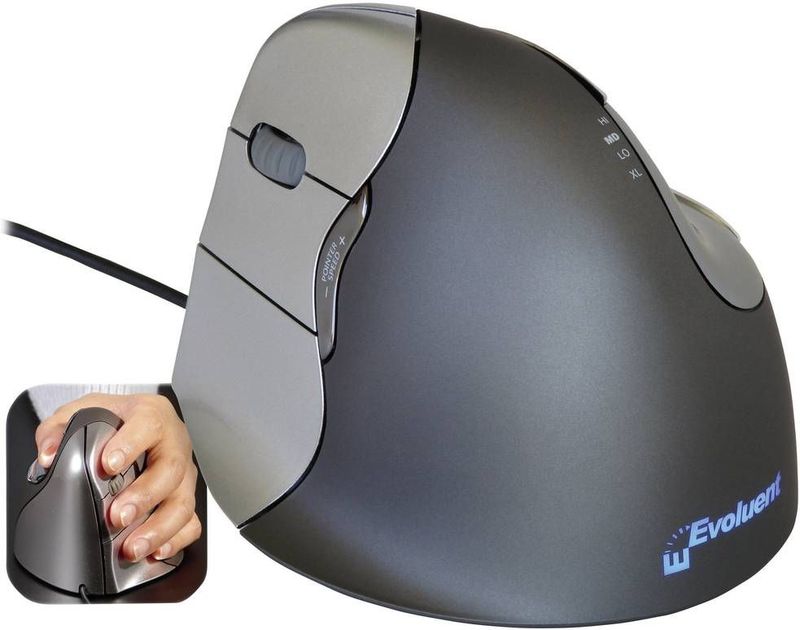 Evoluent - Vertical Mouse4 - Muizen - Zwart - Bedraad - Linkshandig