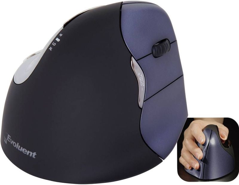 Evoluent - VerticalMouse 4 Right - Draadloze Ergonomische Muis - Zwart - 5 Knoppen