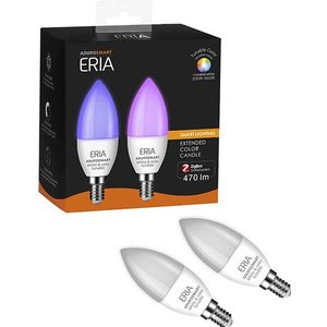 AduroSmart - Smart Lamp - E14 - Kaars B35 - Mat - RGB + 2200-6500K - 6W - 2 Stuks