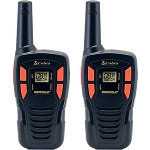 Cobra Electronics AM245 walkietalkie van licht gewicht met een bereik van maximaal 5 km, 8 kanalen en energiebesparende functie (verpakking van 2) - zwart