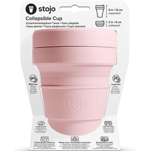 STOJO On-The-Go Opvouwbare Koffiekop - 355ml - Herbruikbare & Opvouwbare Siliconen Reismok met Deksel - Draagbaar, Zakformaat - Vaatwasmachinebestendig - Anjer
